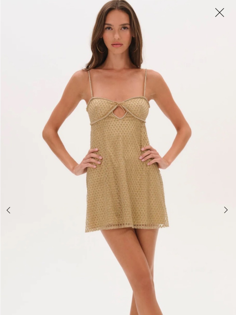For Love and Lemons Glitter Slip Dress In Gold - Picture 3 of 8